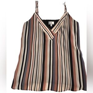 EUC Socialite Multi Color Striped V neck lined Adjustable straps Camisole Top